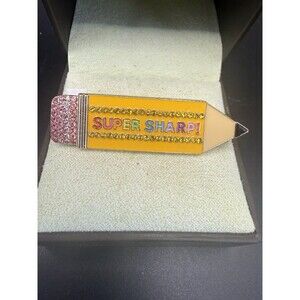 Baublebar Gold Tone Super Sharp Pencil Paved Rhinestones Enamel Brooch